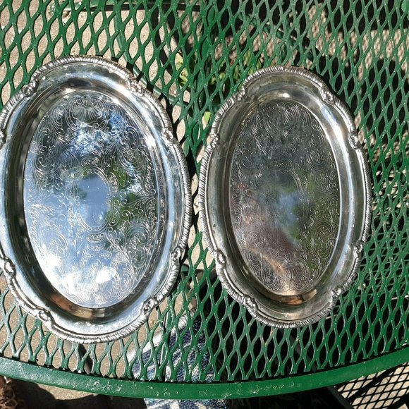 Unbranded | Dining | 2 Silver Toned Oval Trays Made In Hong Kong 95 ...
